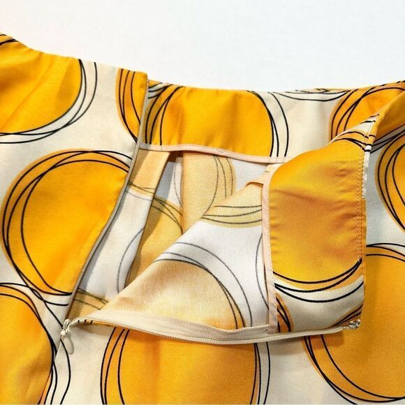 Lane Bryant A-Line Skirt Goldenrod Circle Mod Print Size 14 - Picture 6 of 10